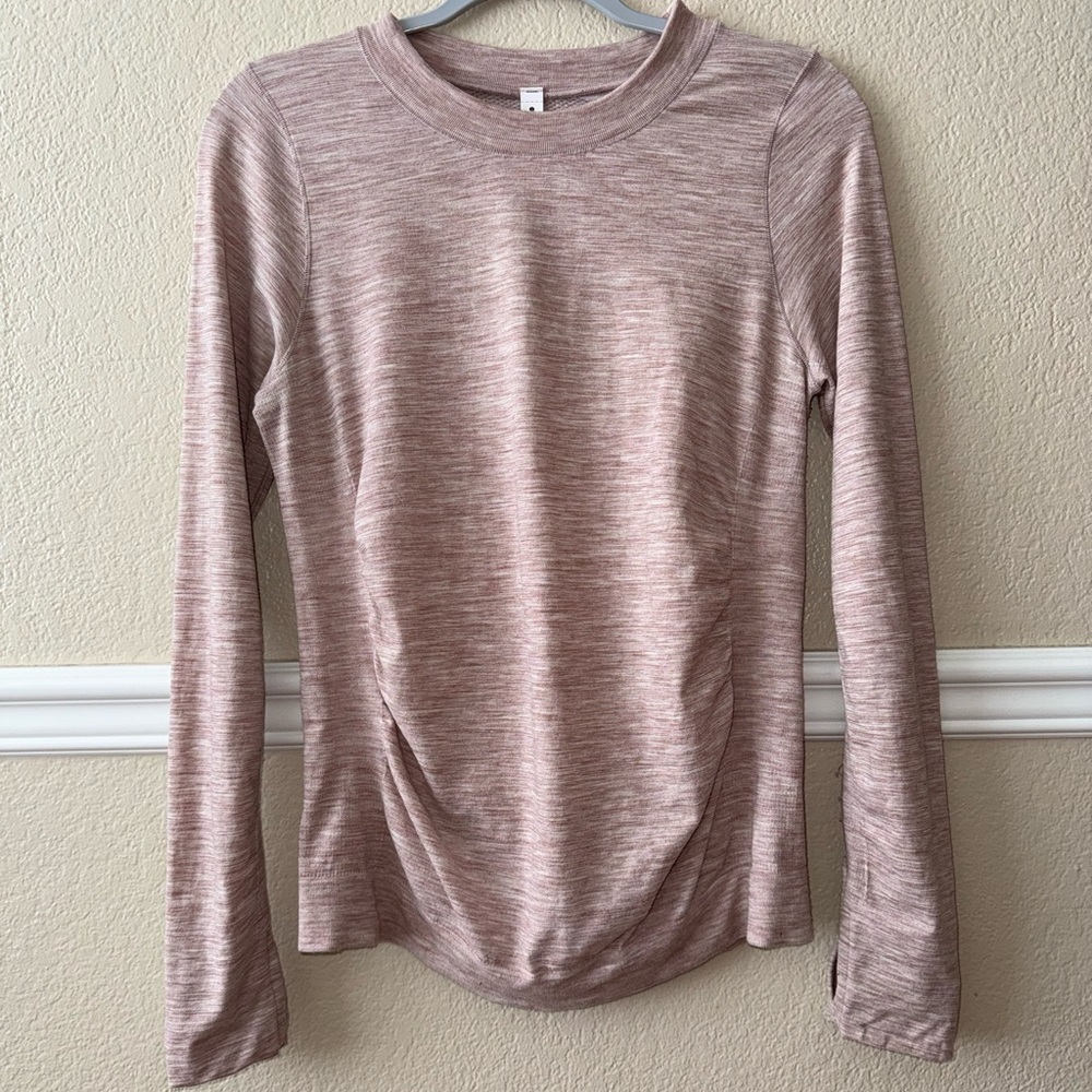 Athleta Wool Blend Foresthill Ascent Seamless Long Sleeve Top Pink Large